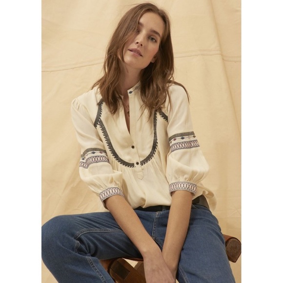 BA&SH Plume Lady Top in Ecru - Picture 2 of 10